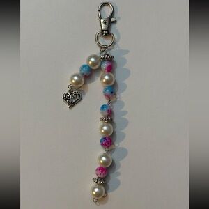 Elegant Pearl and Multicolor Beaded Keychain